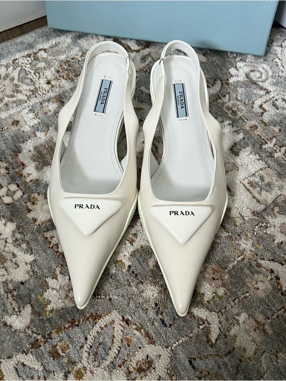 Prada White Pointed-Toe Kitten Heel - Picture 2 of 13